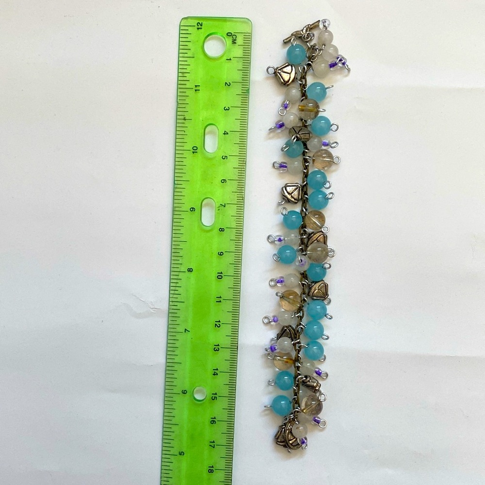 Semi-Precious Bead Bracelet Blue and White
